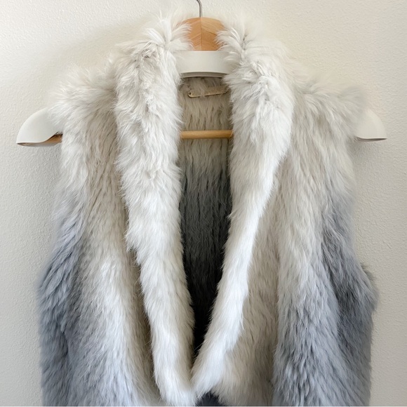 Italian Rabbit Fur Dip-Dye Sleeveless Vest S/M - Picture 2 of 8